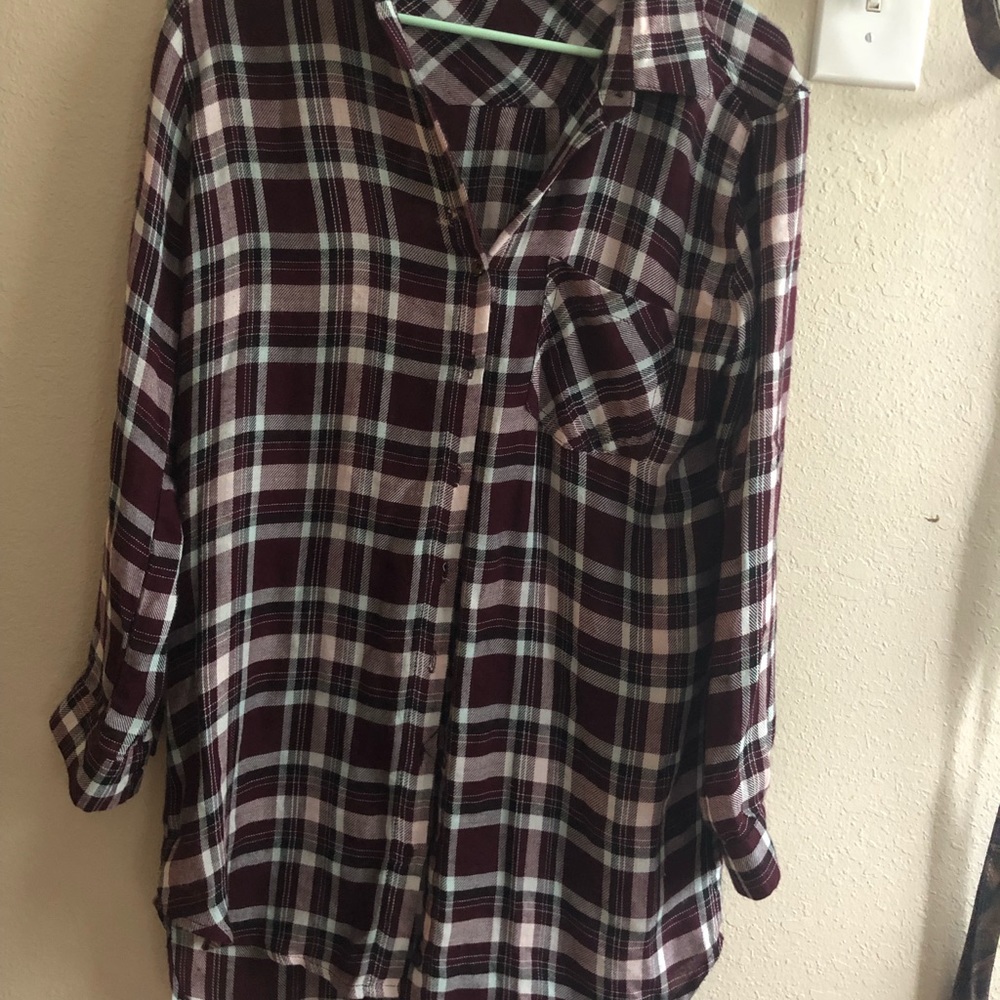 Burgundy Plaid Dress